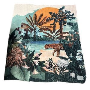 Anthropologie Tropical Jungle Scene Throw- Serie-Three Design Team